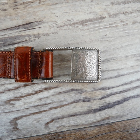 PERRY Ellis 34,brown embossed belt w/silver buckle main image 9